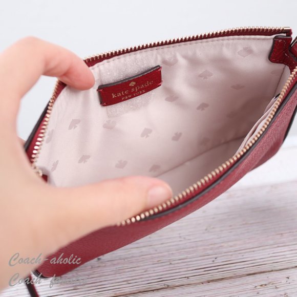 NWT Kate Spade New York Leila Leather Convertible Wristlet Wallet Bag in Red - Picture 12 of 12